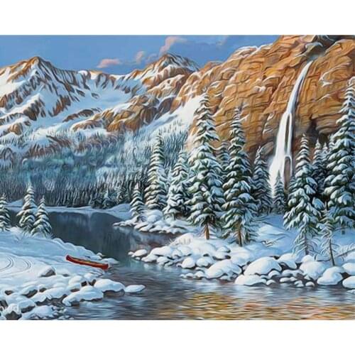 Handicrafts 5D Snow Scenery Mountain &Trees Mosaic Cross Stitch Decor Full Square Drills DIY Diamond Painting Diamond Embroidery