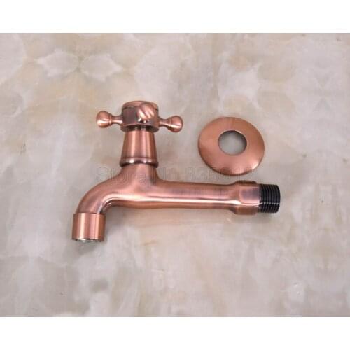 Wall Mounted Antique Red Copper Cross Handle Mop Pool Faucet / Sink Cold Water Tap Wav304