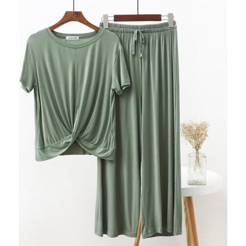 Modal Pajamas Womens Summer Two-Piece Thin Spring and Summer Rayon Home Casual Suit Thin Summer Home Service