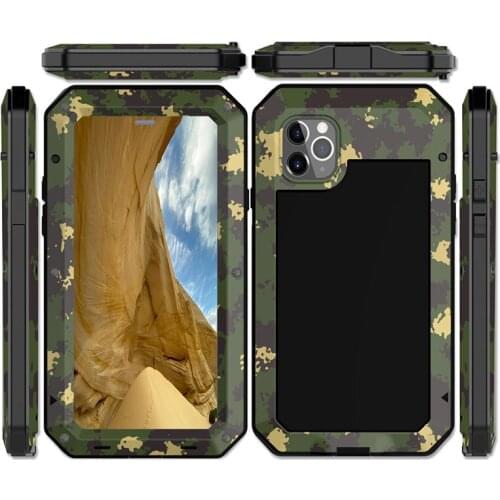 Full Body Shockproof Heavy Duty Protection Doom Armor Cover For Iphone 11 Pro Max Tempered Glass + Metal Aluminum Phone Case