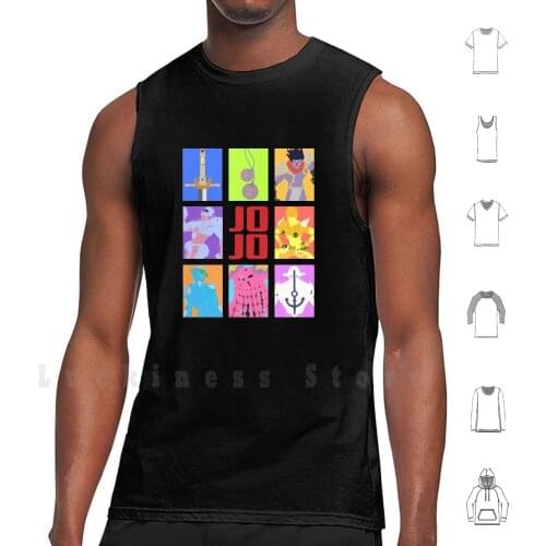 Jojos Bizarre Adventure Tank Tops Vest 100% Cotton Jojos Bizarre Adventure Jotaro Anime Adventure Bizarre
