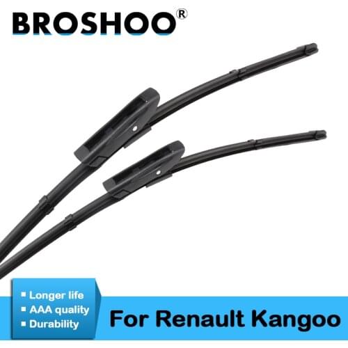 BROSHOO Car Wiper Blades Natural Rubber For Renault Kangoo 1 2 Model Year From 1997 To 2015 Fit Standard Hook Arm/Bayonet Arm