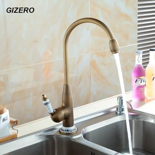 Kitchen Swivel Mixer hot can cold Antique Copper Finish 360 Degree Rotation Basin Sink Mixer Tap with Ceramic Deck Mounted ZR127