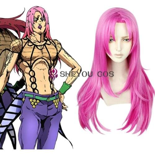 JoJos Bizarre Adventure Diavolo Anime 80cm Long Heat Resistant Cosplay Costumes Wig + Wig Cap