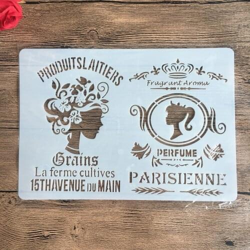 Parisienne girl A4 29*21cm DIY Stencils Wall Painting Scrapbook Coloring Embossing Album Decorative Paper Card Template