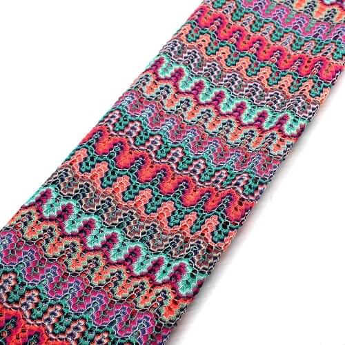 Knitting Lace Fabrics Zig Zag Geometric Knitting Wave Striped Lace Crochet Mesh Fabric Diy Fashion Cloth 150CM/D131