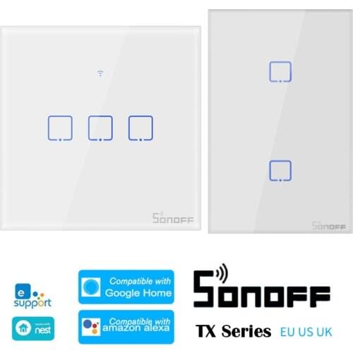 Sonoff T0EU1C-TX 1 Gangs EU UK US WiFi Smart Switches WiFi Wall Switches Compatible With EWeLink App Google Home Alexa IFTTT
