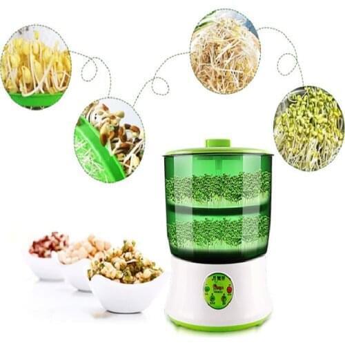 Digital Home DIY Bean Sprouts Maker 2 Layer Automatic Electric Germinator Seed Vegetable Seedling Growth Bucket