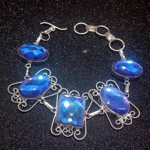 Gorgeous Fashion MysticTopaz Hot Silver Color Charms Bracelets For Women 9.25 inch HD581