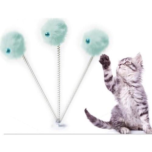 Funny Cat Toys Interactive Cat Teaser Toy Creative Plush Ball Toy With Bottom Sucker Elastic Pet Cats Training Exercise Toy