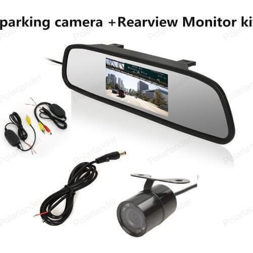 4.3 inch Car Rear View Mirror Monitor with Car Rear backup night vision reverse parking camera and transmitter receiver