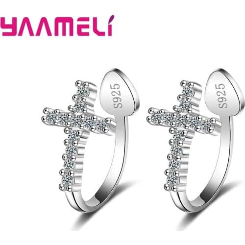 New Cross Shape Clear CZ Crystal Buckle Earrings For Women Fashion 925 Sterling Silver Engagement Earrings Free Shipping