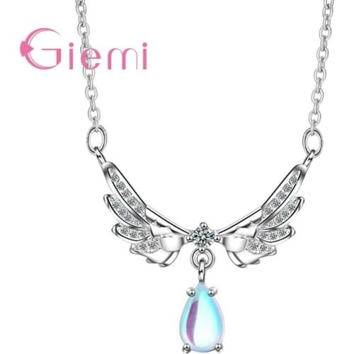 Elegant Cubic Zircon Butterfly Pendant Necklaces 925 Sterling Silver Jewelry For Women Girls Water Drop Choker