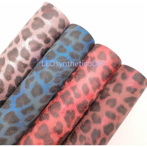1PC 21X29CM Leopard Printed Faux Leather Fabric, Metallic Synthetic Leather Fabric Sheets For Making Bows LEOsyntheticoDIY T318