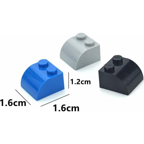 100pcs Building Blocks 2x2 Arc Slope Thick Bricks DIY Sloping Curved multiple colors Beveled classic parts Compatible All brands