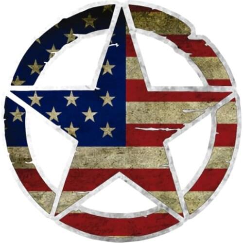 13CM*13CM Universal Reflective Star Military Die Cut Decal PET Car Sticker T3EF