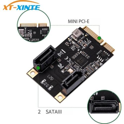 2 Port SATA III Full Mini PCIE 3.0 Gen3 PCI-Express Controller Card SATA 3.0 Mini PCI-E Hard Disk SSD Adapter Extension Card