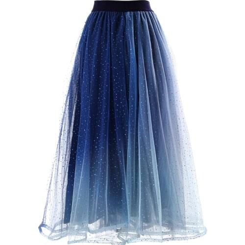 2021 Summer Fashion Skirt The stars are changing color High Waist Slim Puffy Full skirt