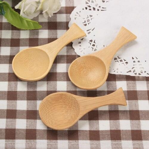 300pcs/lot Natural Childrens Soup spoon Mini Bamboo Spoon Mini Short Handle Tea Spoon wholesale LX3056
