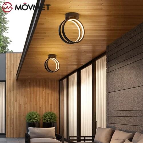 Modren Hardware 2021 Newest LED Ceiling Lights For Bedroom Stairs Corridor White&Black Pendant Lamps Chandeliers 18W Postmodern