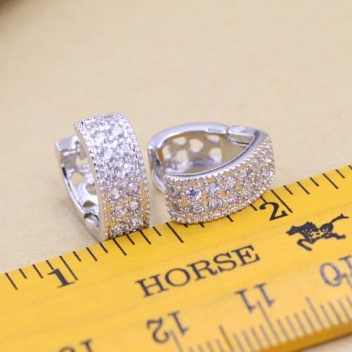 2017 Free shippin jewelry 925 sterling silver double micro inlay zircon heart-shaped silver earrings Women earrings & ear clip