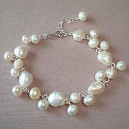 Fashion Real Natural Irregular Freshwater Pearl Bracelets for Women Girls Handmade Pearls Bangles Boho Jewelry Anniversary Gift