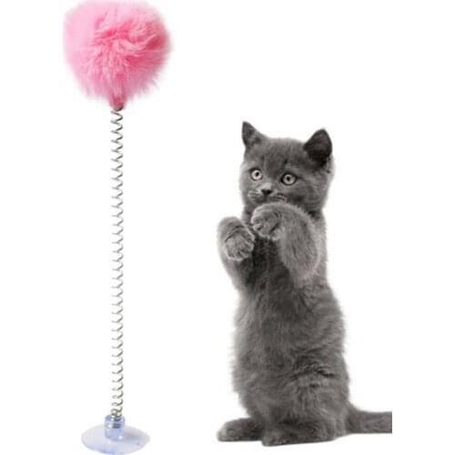 1 Piece Funny Cat Teaser Toy Interactive Cat Training Toy Ball With Spring Suction Cup Kittens Kitty Toys Supplies Accessories