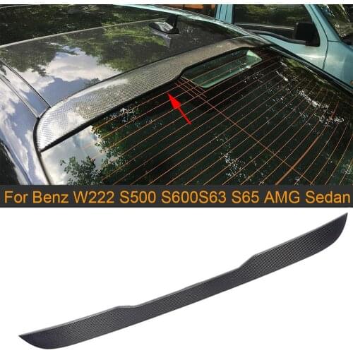 Black FRP Rear Spoiler for Mercedes Benz W222 S63 S65 AMG S500 S600 Sedan 4D 2014-2017 Rear Roof Window Lip Spoiler Wing Carbon
