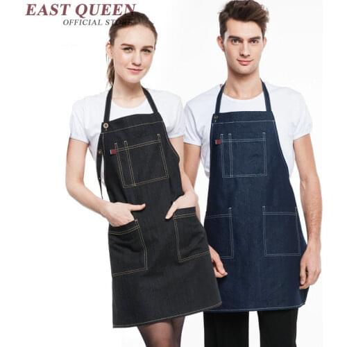 Denim apron for women men restaurant hotel jeans work apron denim aprons for woman jean cooking apron KK179