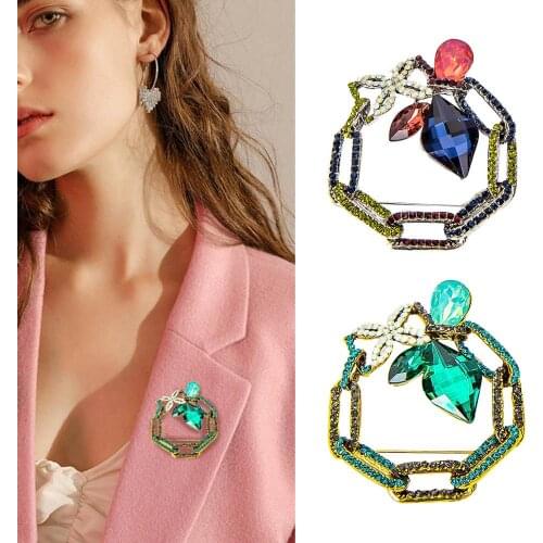 EASYA Crystal Brooches Jewelry Blue Crystal Purple Rhinestone Opal Pins and Brooches Women Breastpin Wedding Brooch Pins