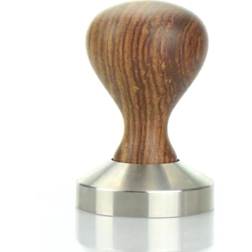 Ecocoffee Rose Wooden Handle 304 stainless steel Coffee Tamper 49 51 53 54 55 57 58 MM Flat Base Espresso Coffee maker
