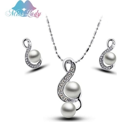 Miss Lady Imitation pearl pearl elegant music symbol necklace earring Jewelry Sets Wholesales Fashion Jewelry for women MLY2649