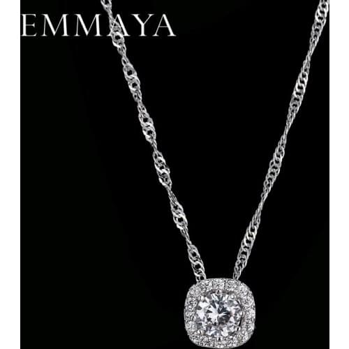 EMMAYA Shiny Cz Zircon Square Shape Pendant Necklaces Chain Women Gift Female Cheap Jewelry