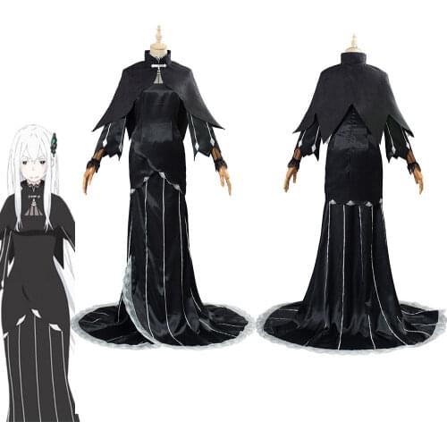 Re:Life in a different world from zero Echidna/Ekidona Cosplay Costume Black Dress Outfits Halloween Carnival Costumes