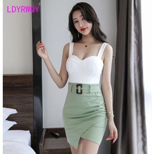 LDYRWQY Nightclub temperament womens bag hip French pure waist sling slim sexy dress summer Office Lady