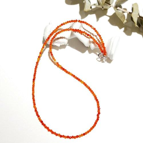 Lily Jewelry Choker Necklace Natural Carnelian 2mm Beads Necklace 925 Sterling Silver Dropshipping Good for Women/Men
