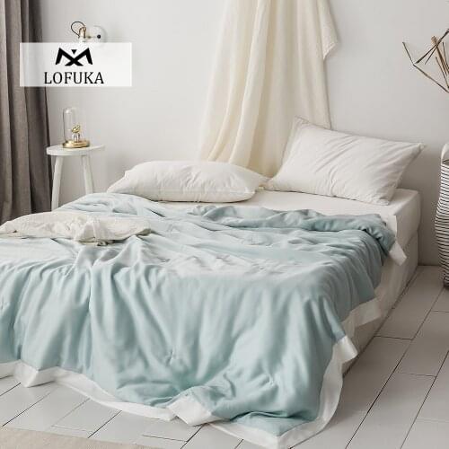 Lofuka Nature 100% Silk Quilt Healthy Beauty Blue Comforters Duvet Silk Filled Double Queen King Quilt For Sleep Four Season