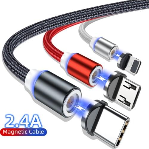 Magnetic Charger Cable LED Fast Charging Type C Phone Charging Cable Magnet Charger Micro Mobile Phone USBC Wire Cord For iPhone