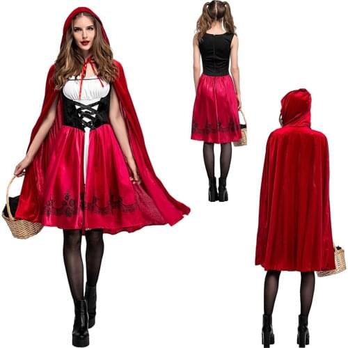 Little Red Riding Hood Costume Cosplay Dress Party Nightclub Queen Service cloak Fancy party Halloween Dress Fantasia Carnival