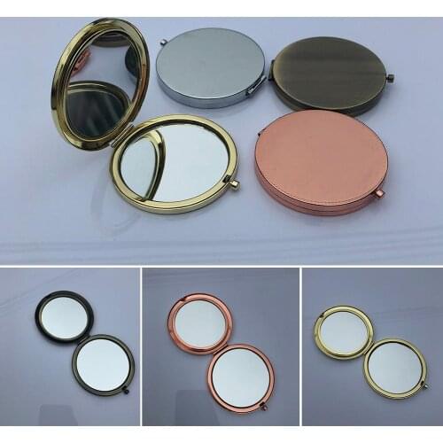 1Pc Mini Fashion New Makeup Mirror Retro Matte Round Pocket Mirror Portable Double Sided Folding Magnifier Make Up Mirror