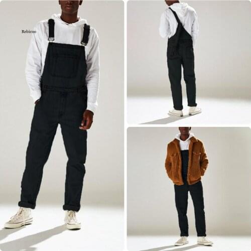Mens Summer Street Hipster Braces High-Waisted Jeans