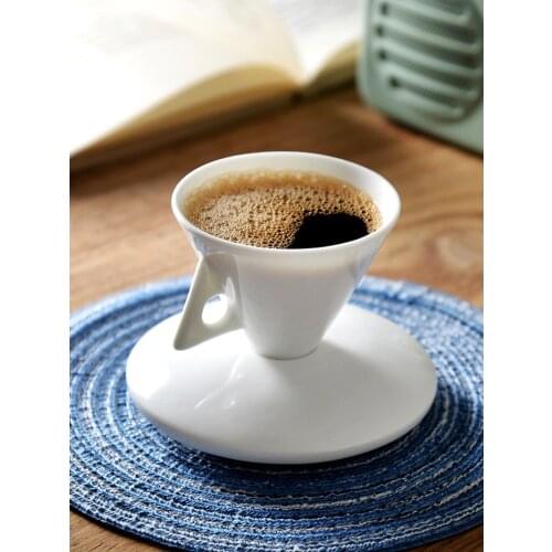 Saucer-Set Italian Dishes Porcelain Espresso Cup Tea-Cup White Home Ceramic 70m Couple-Bone