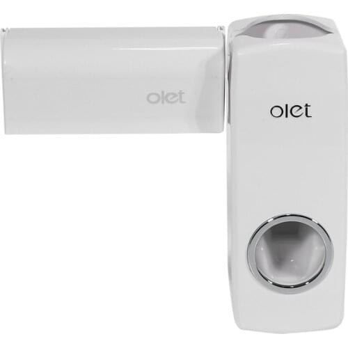 OLET 1 Set Creative Automatic Toothpaste Dispenser with Toothbrush Holder Bathroom Water Resistant Sticky Toothpaste Squeezer