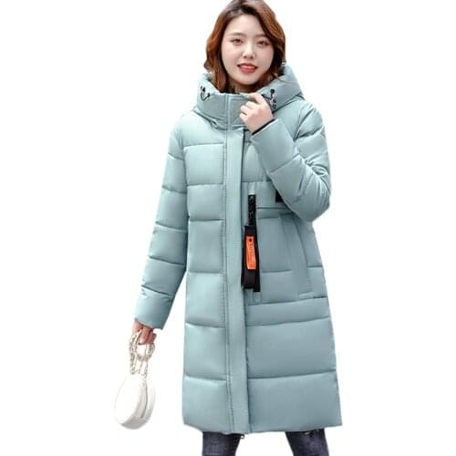 Women Winter Parka Hooded Ladies Coat Long Coats Parka Oversize 2021 New Loose Large Thick Down Padded Jacket Female Mujer Coats