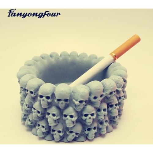 Skull Ashtray Concrete Silicone Mold Baking Mold Resin Gypsum Chocolate Candle Mold Free Shipping