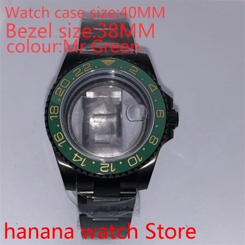 Suitable for NH35 36 Mingzhu2813 Miyata self-winding 40mm transparent black box series with rotating dark green bezel