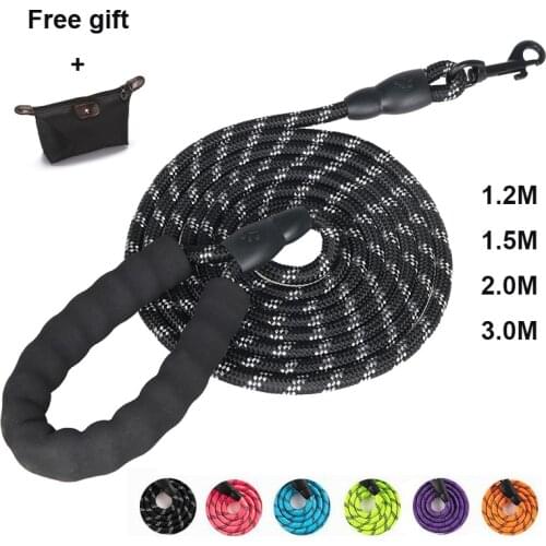 1.5M 2.0M 3.0M Strong Dog Leash Comfortable Padded Handle Collar Reflective Leashes Dogs Pet Rope Leash For Medium Large Dogs