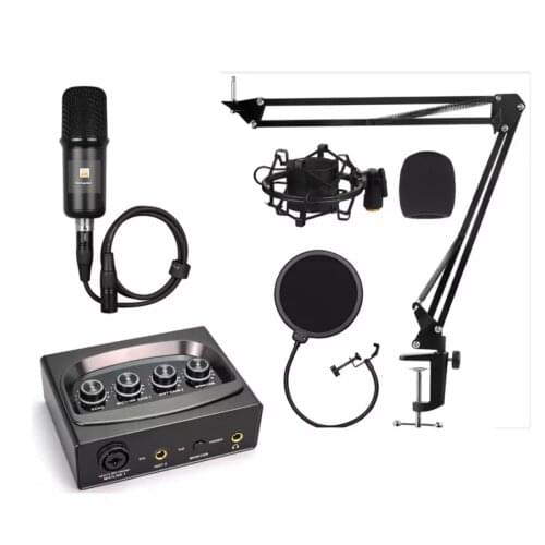 Professional Studio podcast phone computer use music condenser microphone with sound card