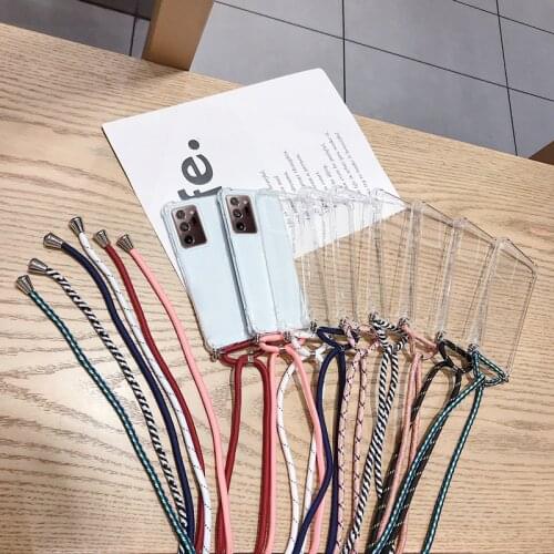 Luxury Lanyard Silicone Phone Case For Samsung Galaxy S21 S20 FE S10 S9 Note 20 10 Lite A32 Plus Ultra-thin Necklace Rope Cover