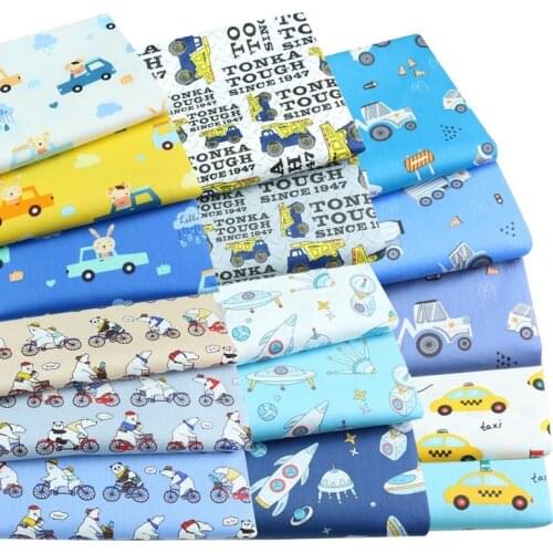 Animals Car Bike Rocket Excavator Engineering vehicle 100% Cotton Twill Fabric For Boy Sheet Crib Patchwork Clothes Craft Sewing